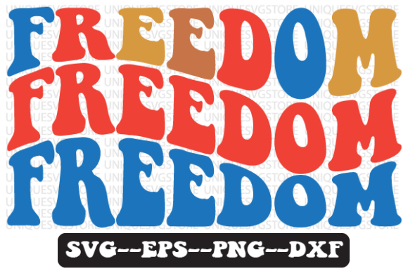 Freedom Quote Wavy Retro Svg Design for Graphics and Crafts