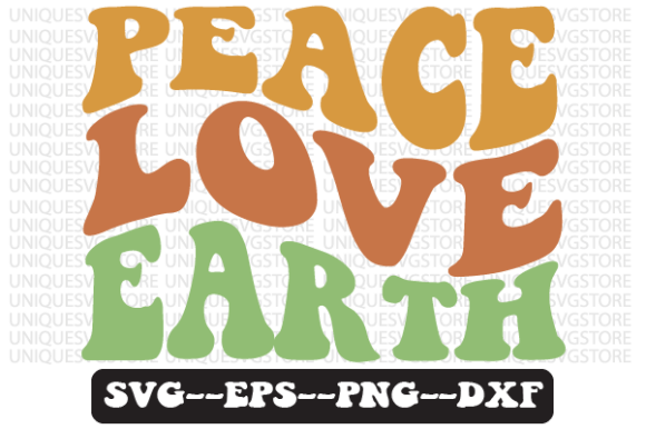 Peace Love Earth Quote Retro Svg Design for Graphics and Crafts
