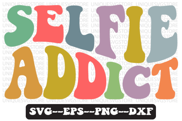 Selfie Addict Quote Retro Svg Design for Crafts and Graphics